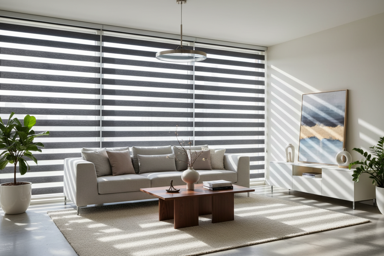 zebra blinds in house